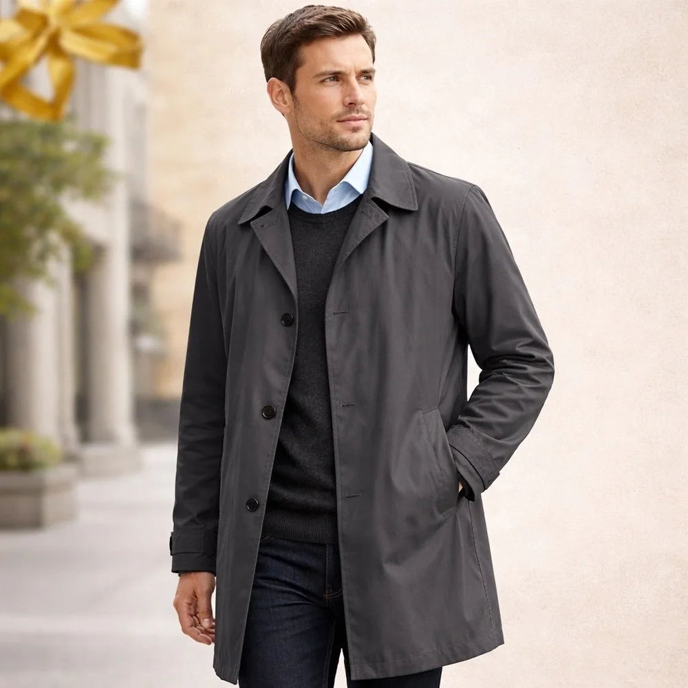 Jack Spade Bleecker Street New York Charcoal Grey Trench Coat Size M